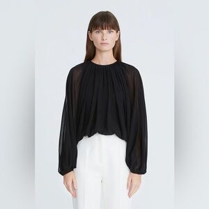 Halston Black Cara Chiffon Blouson Top Size 4 US $445